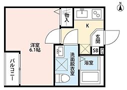 フレジェ 1Kの間取図画像