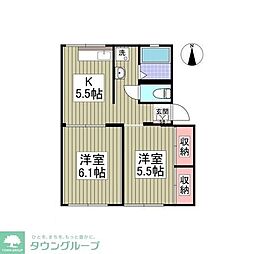 赤見台アネックス 2DKの間取図画像