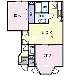 エクセラン原 2LDKの間取図画像