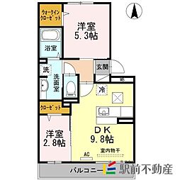 パレスプリメーロ 2DKの間取図画像