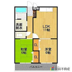 カンファート三潴 2LDKの間取図画像
