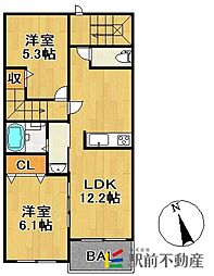 コーエーアビタシオン 2LDKの間取図画像
