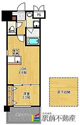 Rizgrande花畑 1LDKの間取図画像