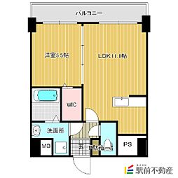 メゾンクラウン大手山 1LDKの間取図画像
