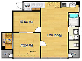 ジャンベル嵯峨野 203 ｜ 京都府京都市右京区嵯峨野開町（賃貸マンション2LDK・2階・56.70㎡） その1