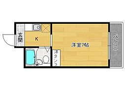 清風ハイム 1Kの間取図画像