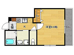 クレドール西院 1Kの間取図画像