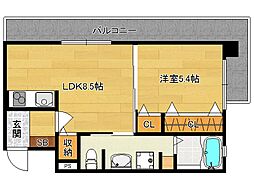 アテナリー右京 1LDKの間取図画像