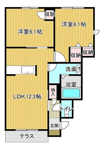 シャーメゾン千里 101｜徳島県板野郡藍住町徳命字名田(賃貸アパート2LDK・1階・54.51㎡)の写真 その2