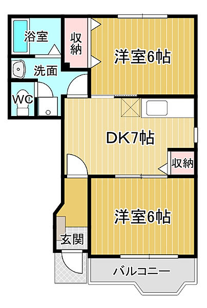 サンシェールC 103｜徳島県板野郡藍住町奥野字猪熊(賃貸アパート2DK・1階・46.06㎡)の写真 その2