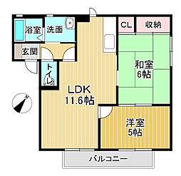セトゥール・イン・ウエストB 1階2LDKの間取り
