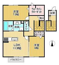 セジュール藍 2階2LDKの間取り