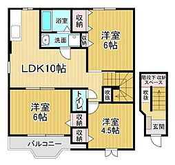 ビレッジあいD 3LDKの間取図画像