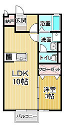 ヴィラセゾン3 1LDKの間取図画像