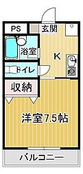 カレッジハウス北野1 1Kの間取図画像