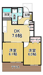 メゾンTAKE 2DKの間取図画像