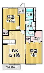 ルミナス北島A 2LDKの間取図画像