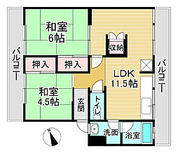 第一岡崎マンション 2LDKの間取図画像