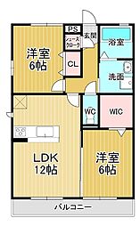 サンシャイン見白B 2LDKの間取図画像