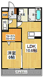 サンシャイン見白A 1LDKの間取図画像