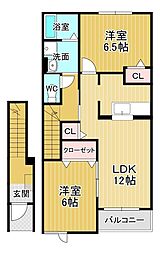 コスミオンD 2LDKの間取図画像