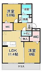 ヴェルドミール2 2LDKの間取図画像