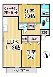 シャーメゾンボンコリーヌA 2LDKの間取図画像