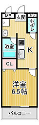 メゾンロワイヤル 1Kの間取図画像