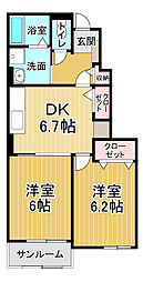 アン・ドゥ・トロワ3e 2DKの間取図画像