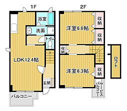 コスミオンA 2LDKの間取図画像