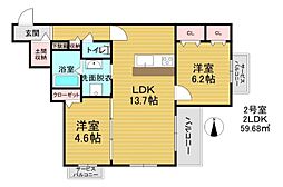 シャーメゾン西放出公園 2LDKの間取図画像