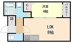 H-maison巽中 1LDKの間取図画像