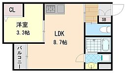 H-maison衣摺II 1LDKの間取図画像