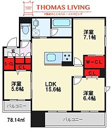 ヴィラ観世II 2階3LDKの間取り