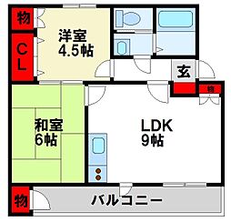 ガーデンハイツ都府楼 2LDKの間取図画像