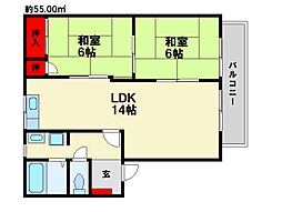 コーポエバーグローD 2階