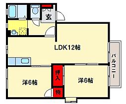 プリモキミC 2LDKの間取図画像