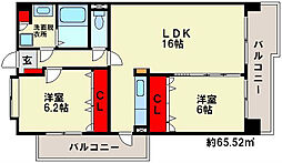 サンライトキャッスル 2LDKの間取図画像
