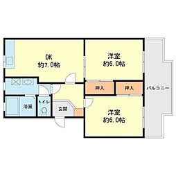 ファミールしのはら 2DKの間取図画像