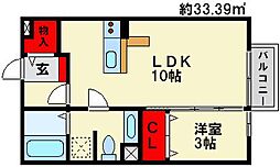 セジュール・未来A 1LDKの間取図画像