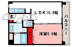 ハイムK.I二日市駅前 1LDKの間取図画像