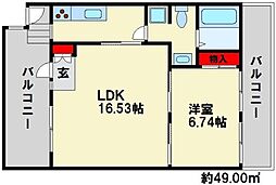 光第一ビル 1LDKの間取図画像