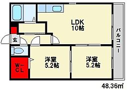 シャルマン2000 2LDKの間取図画像