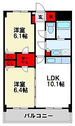 ヴァンクレール 2LDKの間取図画像