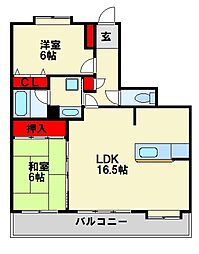 エバーライフリオ筑紫野2 2LDKの間取図画像