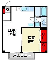 エクセレント都府楼南2 1LDKの間取図画像