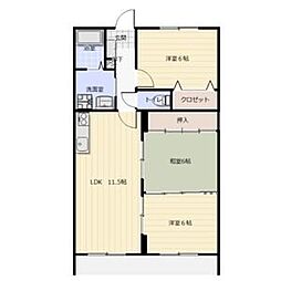 エステート杉塚 3LDKの間取図画像