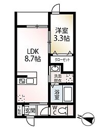 スペリオール二日市 1LDKの間取図画像
