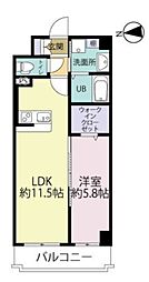 エルグランド二日市 1LDKの間取図画像