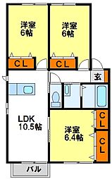 ディアコートA 3LDKの間取図画像
